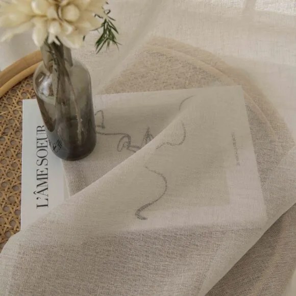 Beauty Home Κουρτίνα γάζα μονόχρωμη με 8 μεταλλικούς κρίκους Fit Art 8447 140x270 Μπεζ