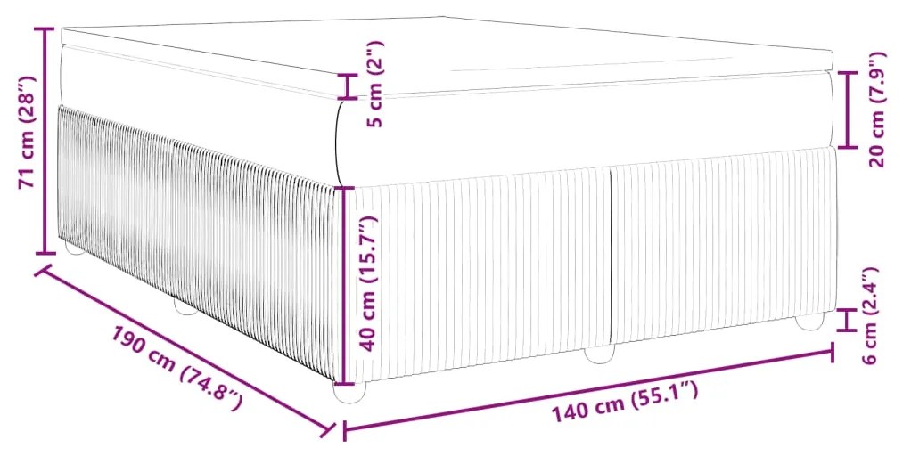 Κρεβάτι Boxspring με Στρώμα Taupe 140x190 εκ. Υφασμάτινο - Μπεζ-Γκρι