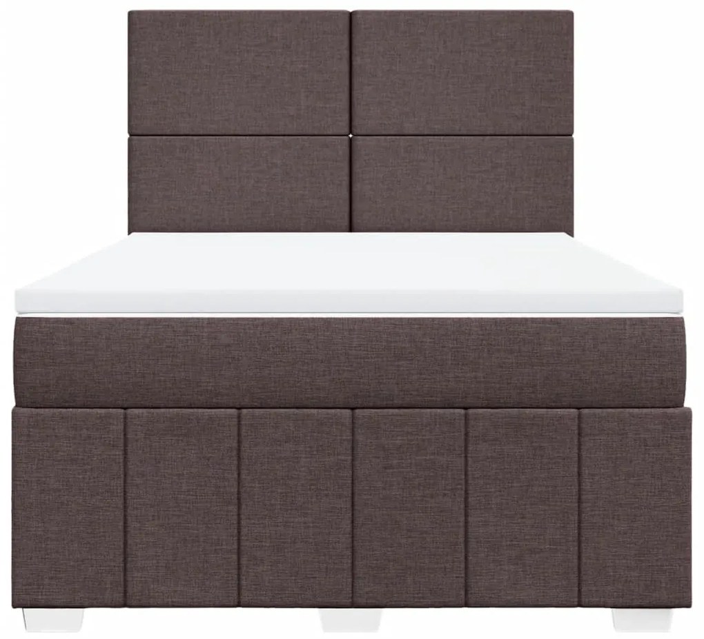 Κρεβάτι Boxspring με Στρώμα Σκούρο Καφέ 160x200 εκ Υφασμάτινο - Καφέ