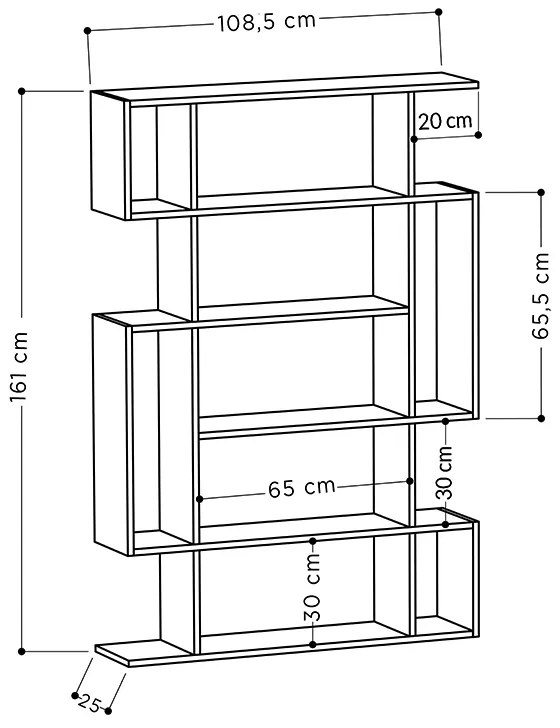 Βιβλιοθήκη μελαμίνης Mito Megapap χρώμα λευκό 108x25x161εκ.