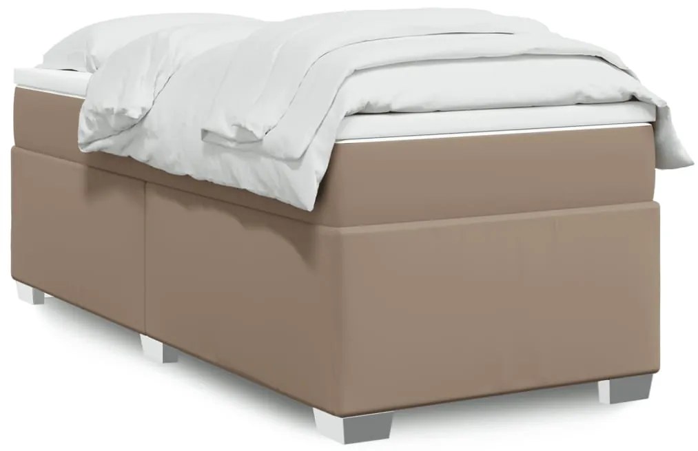 vidaXL Κρεβάτι Boxspring με Στρώμα Καπουτσίνο 80x200 εκ. Συνθ. Δέρμα