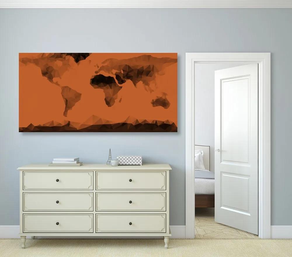 Εικόνα στον παγκόσμιο χάρτη φελλού σε πολυγωνικό στυλ σε πορτοκαλί απόχρωση - 100x50  smiley