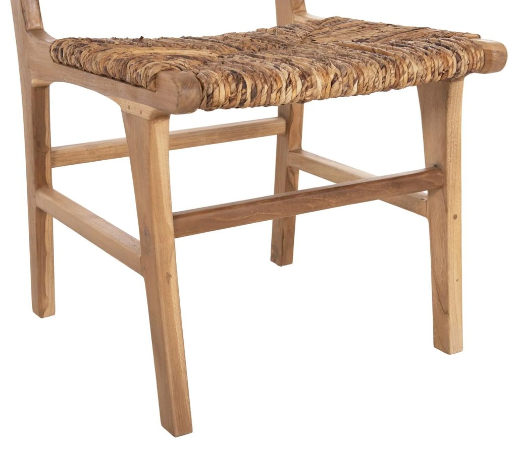 Καρέκλα C9399.11 Ξύλο Teak με Ψάθινη πλάτη και κάθισμα σε Φυσικό 51x60,5x88Yεκ. 51x60.5x88 εκ.