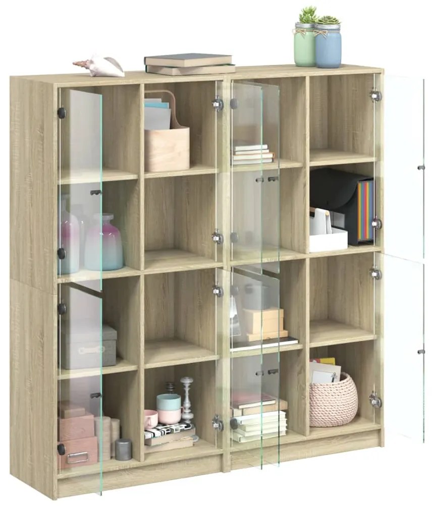 vidaXL Βιβλιοθήκη με Πόρτες Sonoma Δρυς 136x37x142 εκ. Επεξ. Ξύλο