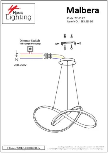 SE LED 60 MALBERA PENDANT CHROME Β5