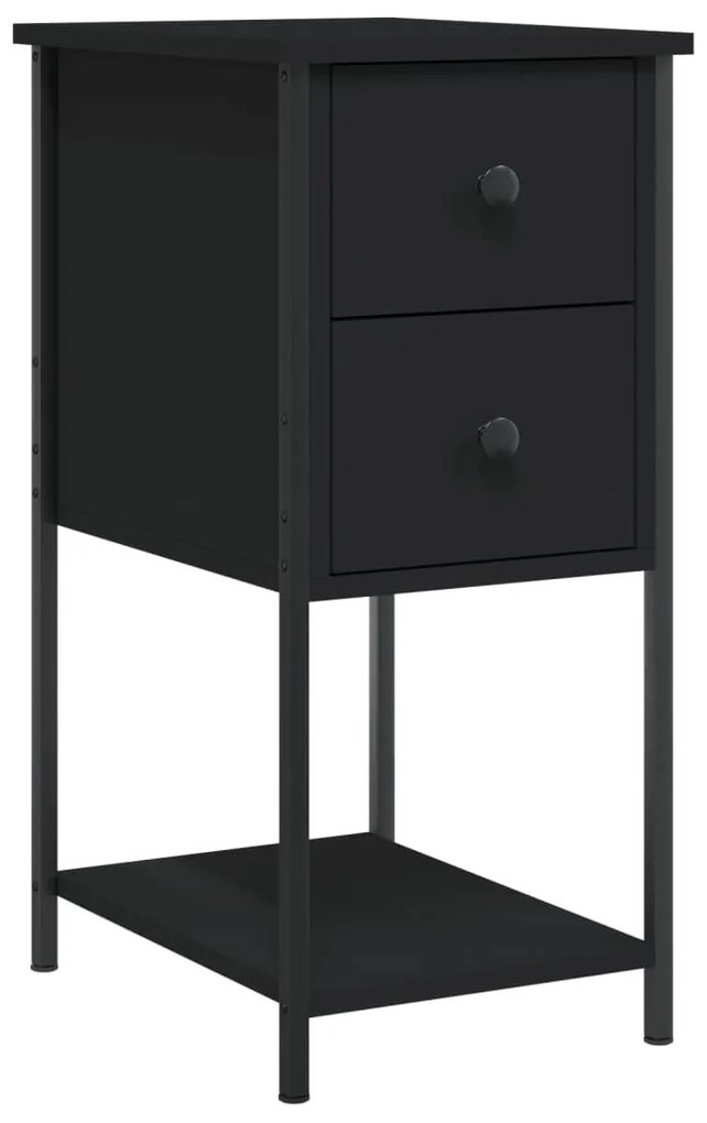 vidaXL Κομοδίνα 2 Τεμ. Μαύρο 32 x 42 x 70 εκ. από Επεξεργασμένο Ξύλο