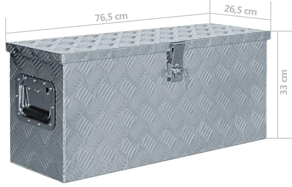 vidaXL Κουτί Αποθήκευσης Ασημί 76,5 x 26,5 x 33 εκ. Αλουμινίου