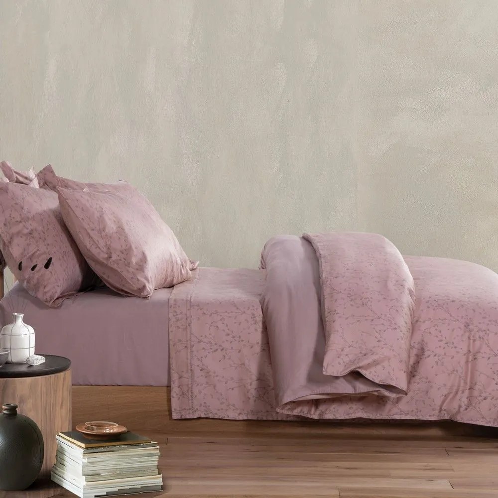 Σεντόνια Estia (Σετ 4τμχ) Pink Nef-Nef Υπέρδιπλo 240X270cm 100% Βαμβακοσατέν