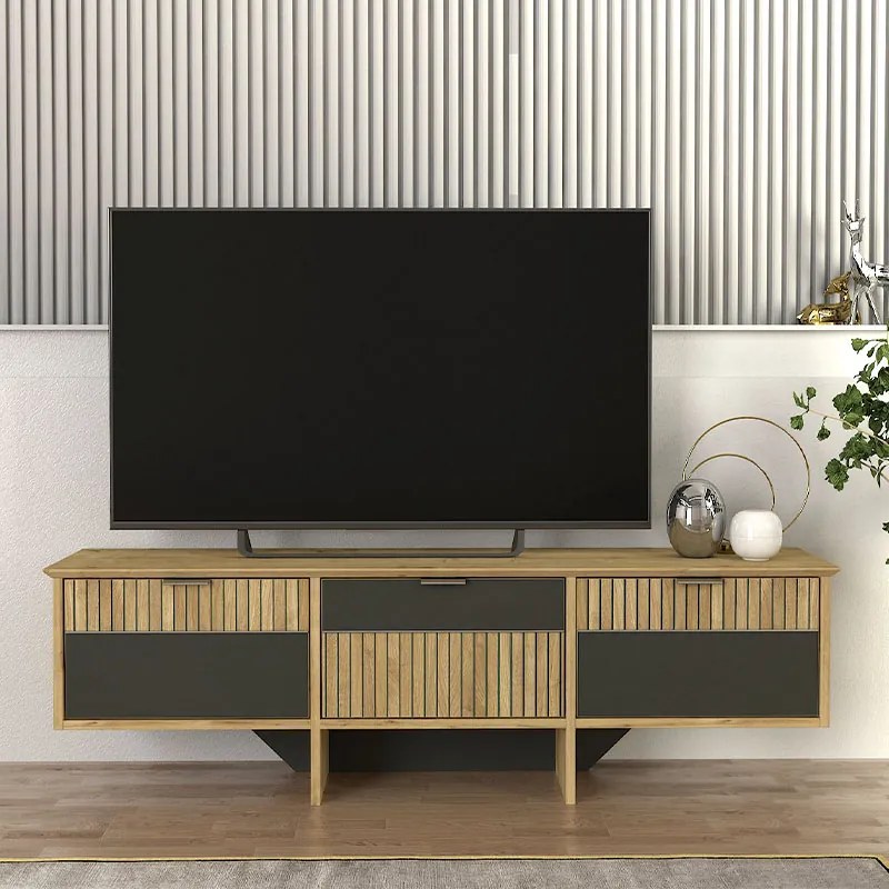 ΕΠΙΠΛΟ ΤΗΛΕΟΡΑΣΗΣ VENITA MEGAPAP ΧΡΩΜΑ SAPPHIRE OAK - ΑΝΘΡΑΚΙ 150X35X45,3ΕΚ.