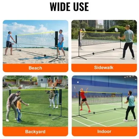 VEVOR Badminton Net, Height Adjustable Volleyball Net, 10ft Wide Foldable Pickleball Net, Portable Easy Setup Tennis Net Set with Poles, Stand and Carry Bag, for Kids Backyard Game Indoor Outdoor Use