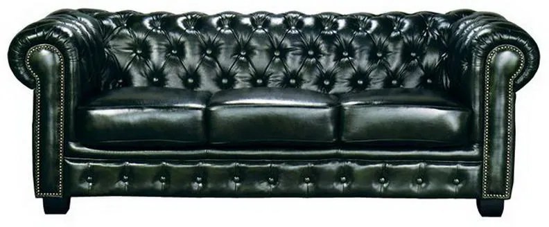 Καναπές Τριθέσιος Chesterfield 689 Ε9574,33 201x92x72cm Antique Green Δέρμα