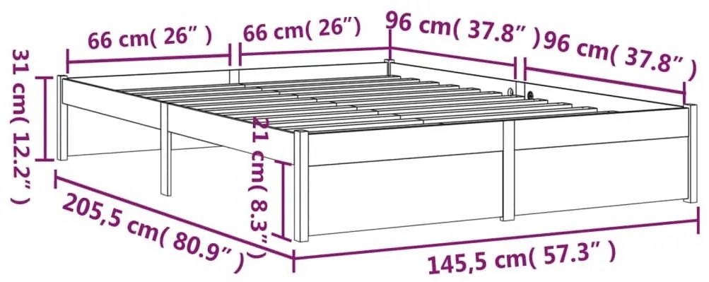 Σκελετός Κρεβατιού Χωρίς Στρώμα 140x200 εκ Μασίφ Ξύλο - Καφέ