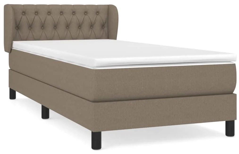 vidaXL Κρεβάτι Boxspring με Στρώμα Taupe 100 x 200 εκ. Υφασμάτινο