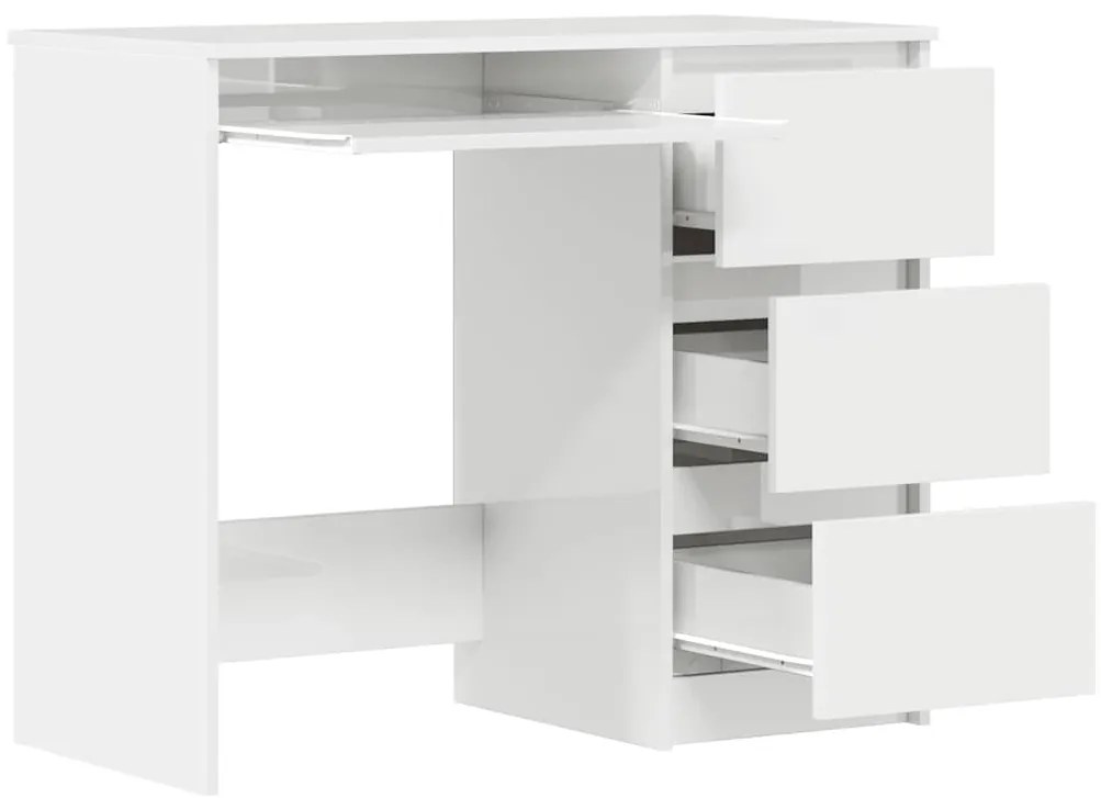 vidaXL Γραφείο Γυαλιστερό Λευκό 90 x 45 x 76 εκ. από Επεξ. Ξύλο