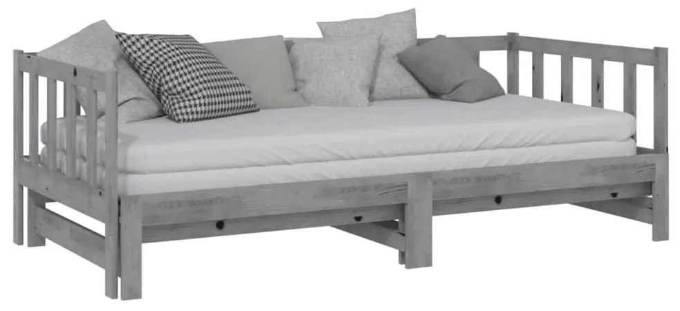 vidaXL Καναπές Κρεβάτι Γκρι 2 x (90 x 200) εκ. από Μασίφ Ξύλο Πεύκου