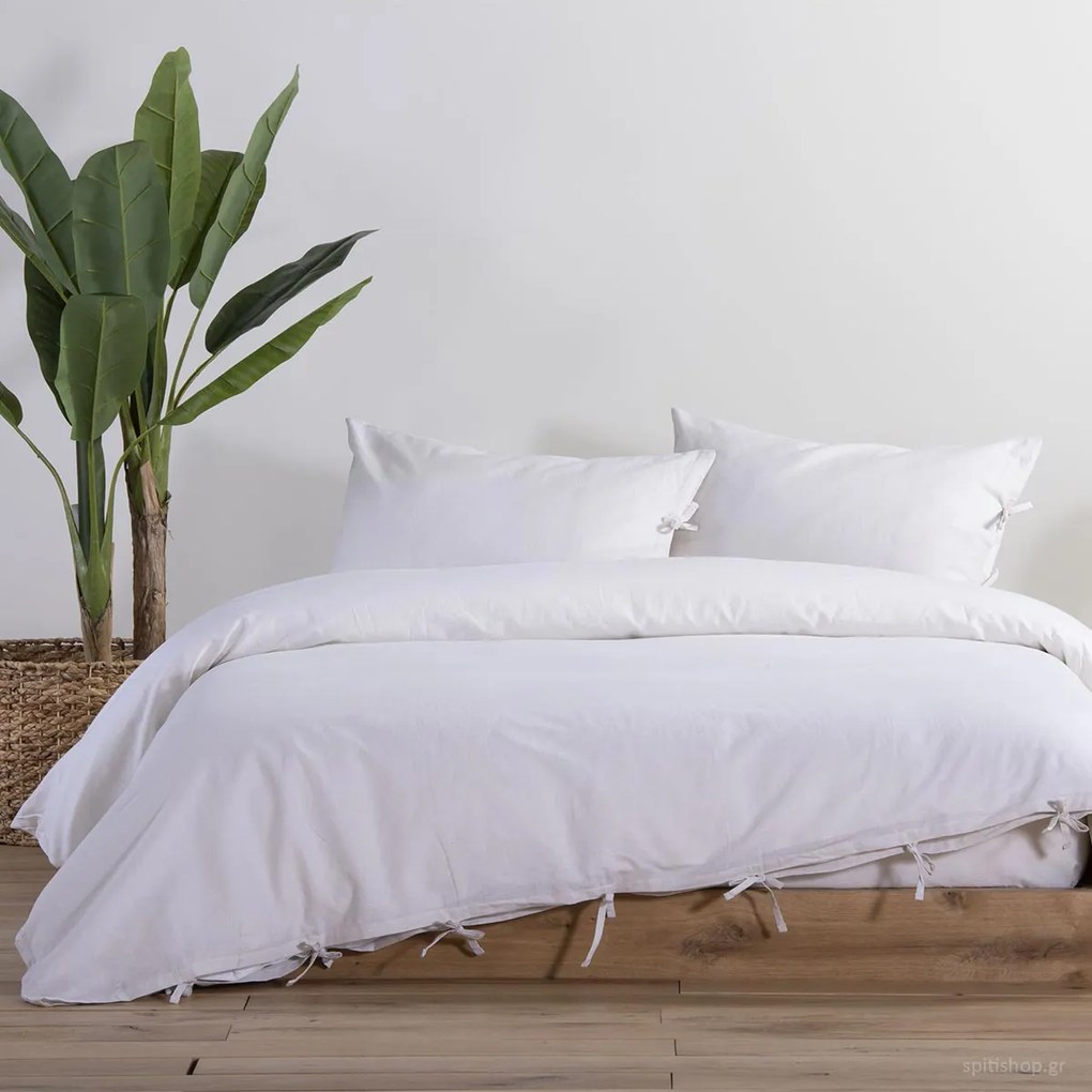 Παπλωματοθήκη Υπέρδιπλη (220x240) Nef-Nef Homeware Cotton Linen Εκρού