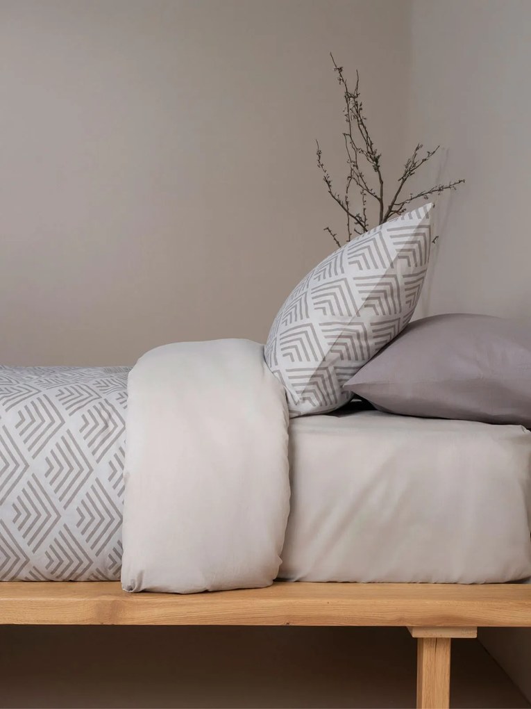 Σετ Σεντόνια Cotton Feelings 2048 Grey Διπλό με λάστιχο (150x205+30)
