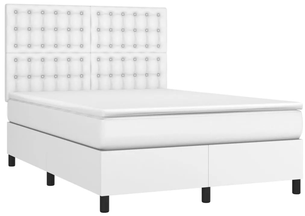 ΚΡΕΒΑΤΙ BOXSPRING ΜΕ ΣΤΡΩΜΑ &amp; LED ΛΕΥΚΟ 140X190 ΕΚ. ΣΥΝΘ. ΔΕΡΜΑ 3135940