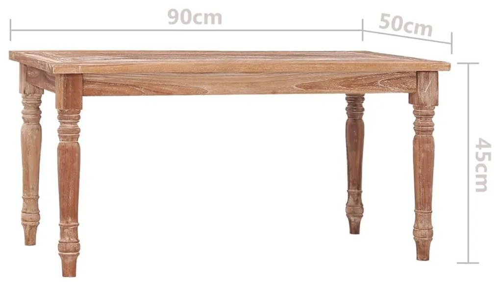 Τραπεζάκι Batavia Λευκή Πατίνα 90 x 50 x 45 εκ. Μασίφ Ξύλο Teak - Καφέ