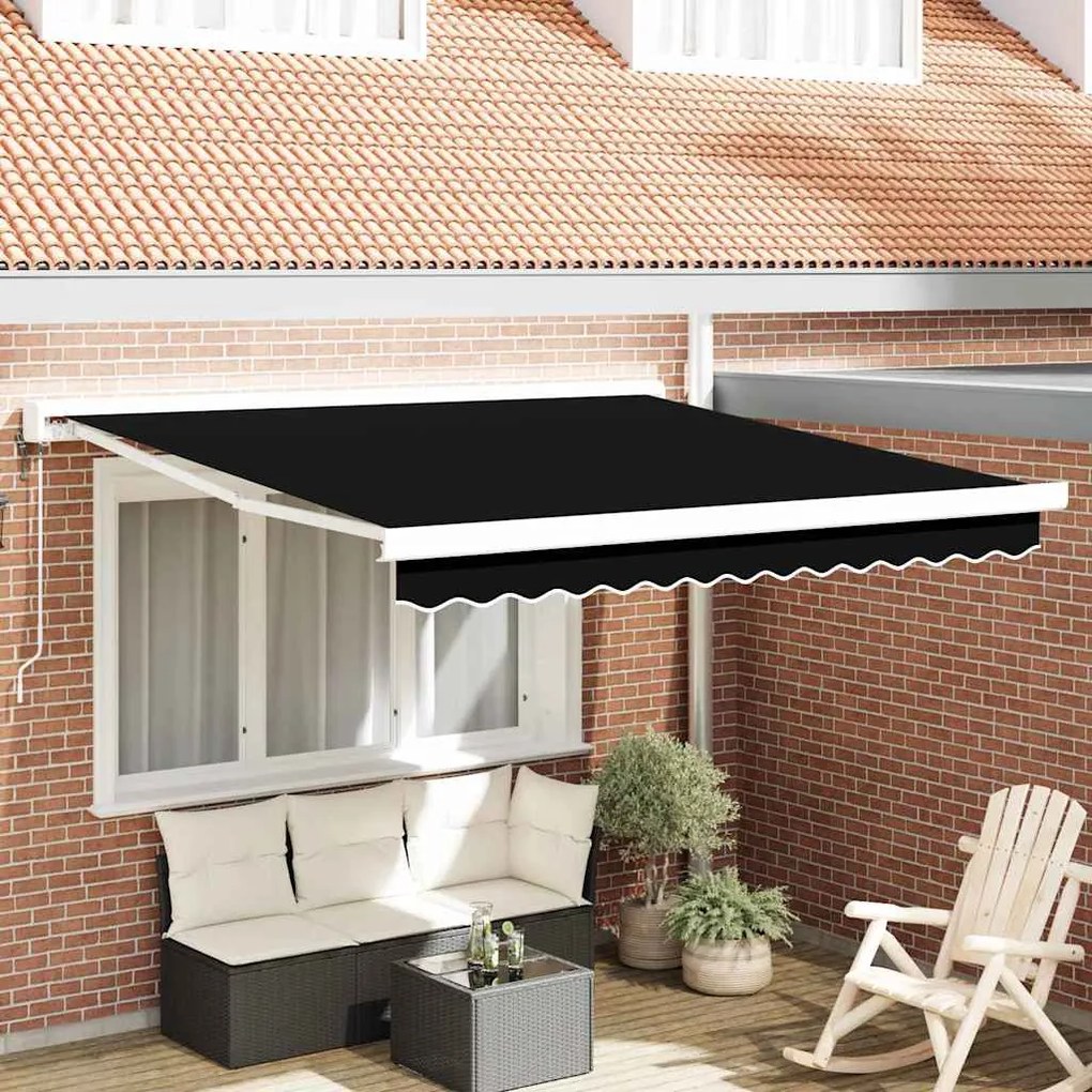 vidaXL Αυτόματη Ανακλινομένη Τέντα Μαύρη 350x250 εκ