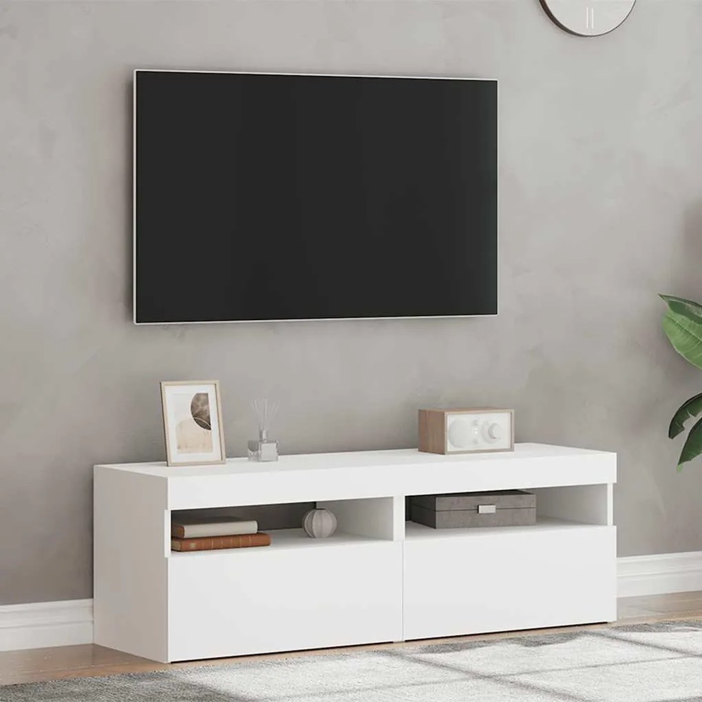 vidaXL Έπιπλα Τηλεόρασης με LED 2 τεμ. Λευκά 60 x 35 x 40 εκ.