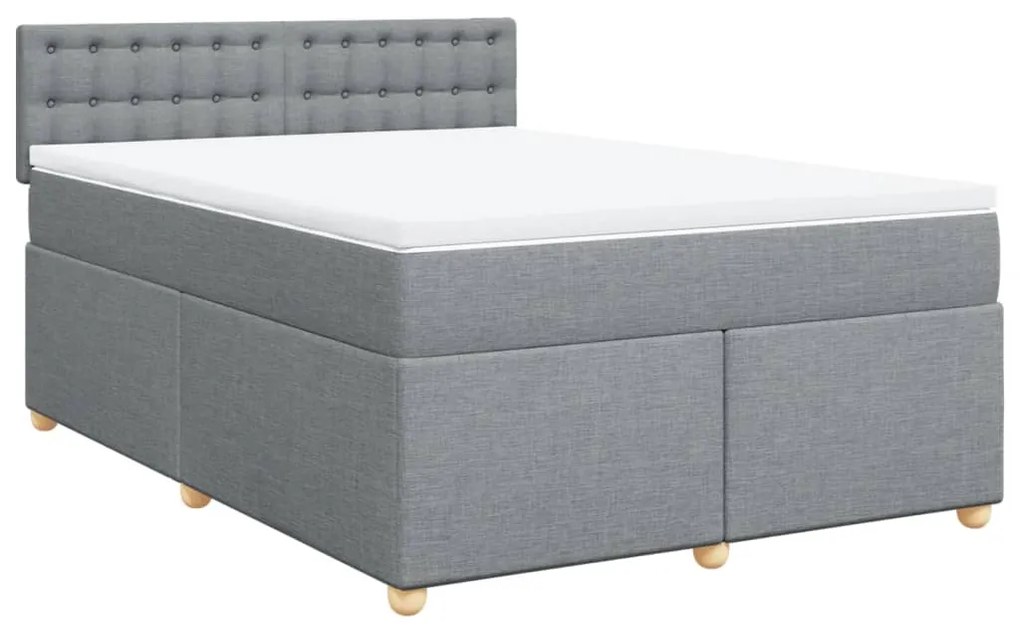 Κρεβάτι Boxspring με Στρώμα Ανοιχτό Γκρι 140x190 εκ. Υφασμάτινο - Γκρι