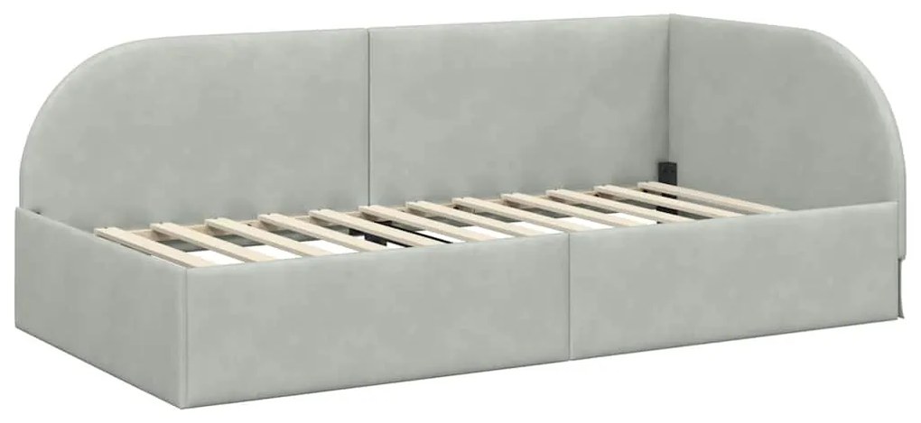 vidaXL Κρεβάτι γωνίας με στρώμα με κεφαλάρι 2 pcs Ανοιχτό γκρι Βελούδο