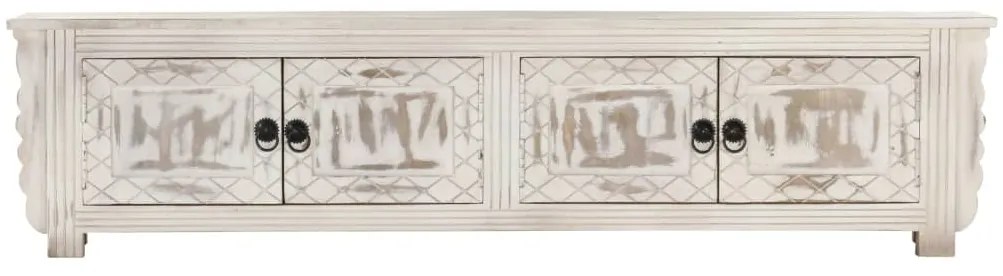 vidaXL Έπιπλο Τηλεόρασης Λευκό 140 x 30 x 35 εκ. από Μασίφ Ξύλο Μάνγκο