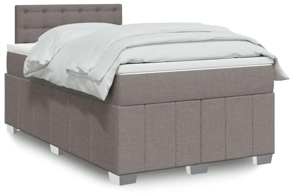 Κρεβάτι Boxspring με Στρώμα Taupe 120x200 εκ. Υφασμάτινο - Μπεζ-Γκρι