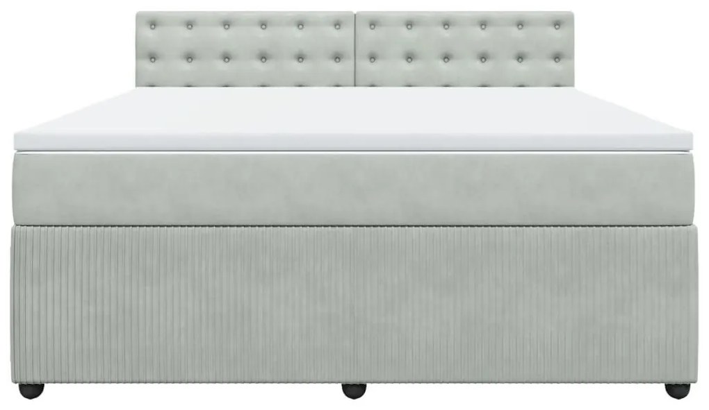 Κρεβάτι Boxspring με Στρώμα Ανοιχτό Γκρι 180x200 εκ. Βελούδινο - Γκρι