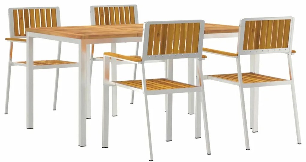 vidaXL Σέτ φαγητού για κήπο 5 pcs Καφέ Μασίφ ξύλο ακακίας