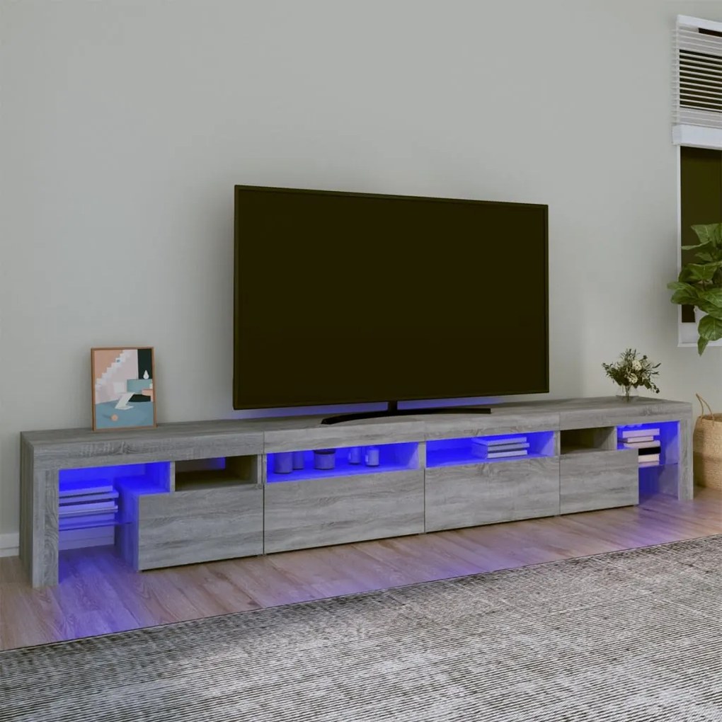 Έπιπλο Τηλεόρασης με LED Γκρι Sonoma 260x36,5x40 εκ.