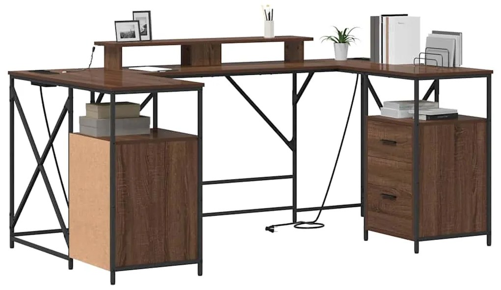 vidaXL Γραφείο Καφέ δρυς 182 x 101 x 87,5 εκ Επεξεργασμένο ξύλο