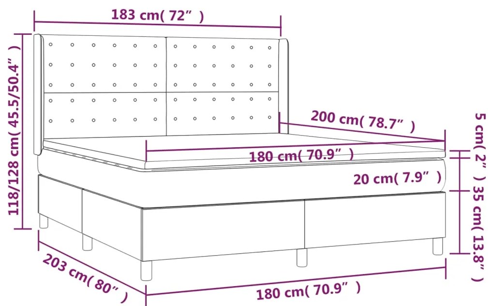 ΚΡΕΒΑΤΙ BOXSPRING ΜΕ ΣΤΡΩΜΑ ΣΚΟΥΡΟ ΓΚΡΙ 180X200 ΕΚ. ΒΕΛΟΥΔΙΝΟ 3132934