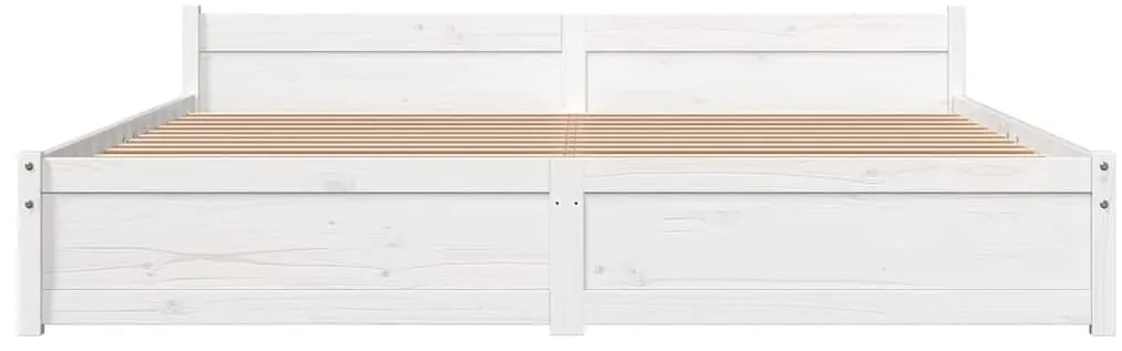 vidaXL Πλαίσιο Κρεβατιού Λευκό 180 x 200 εκ. Μασίφ Ξύλο Super King