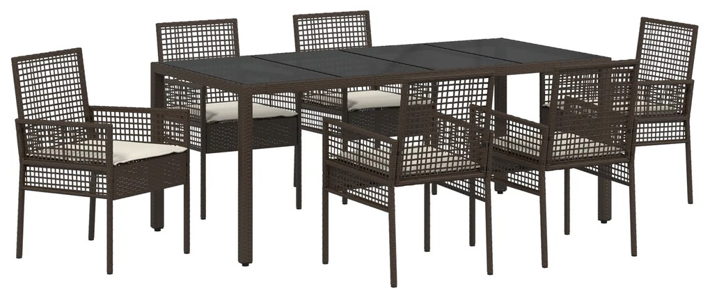vidaXL Σέτ φαγητού για κήπο 7 pcs Καφέ 190 x 90 x 75 cm