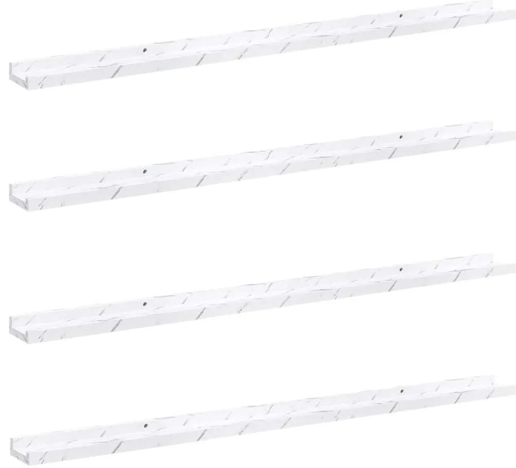 vidaXL Ράφι Τοίχου με ράφι 4 pcs Λευκό Μάρμαρο 115 x 9 x 3 cm