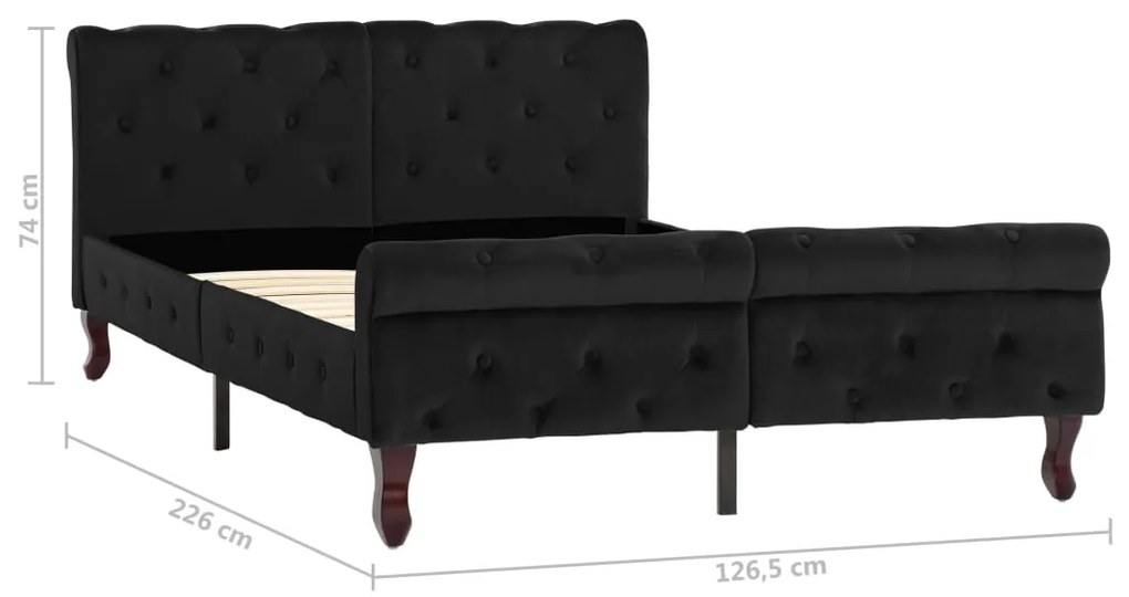vidaXL Πλαίσιο Κρεβατιού Μαύρο 120 x 200 εκ. Βελούδινο