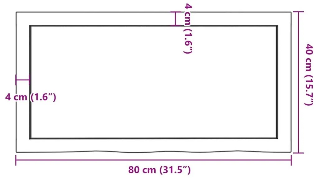 Ράφι Τοίχου Ανοιχτό Καφέ 80x40x(2-4)εκ. Επεξ. Μασίφ Ξύλο Δρυός - Καφέ