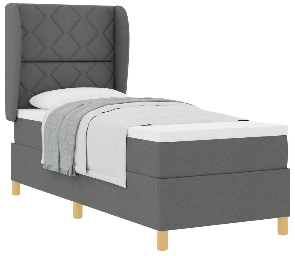 vidaXL Κρεβάτι Box Spring με Στρώμα Σκοτεινό Γκρι 80x200 εκ Υφασμάτινο
