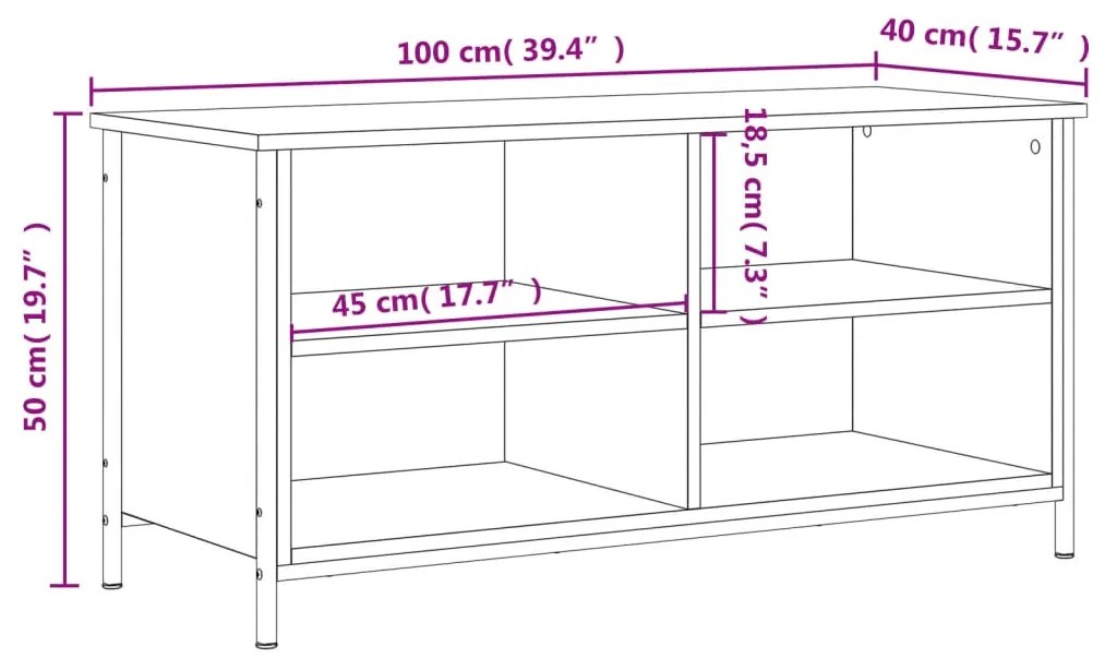 Έπιπλο Τηλεόρασης Sonoma Δρυς 100x40x50 εκ. Επεξ. Ξύλο - Καφέ