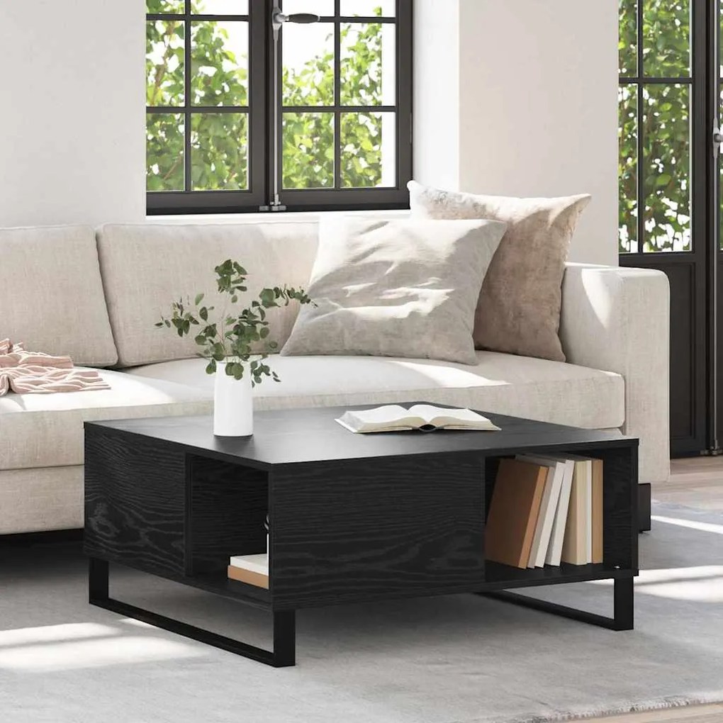 vidaXL Τραπεζάκι σαλονιού Μαύρη δρυς 80 x 80 x 36.5 εκ