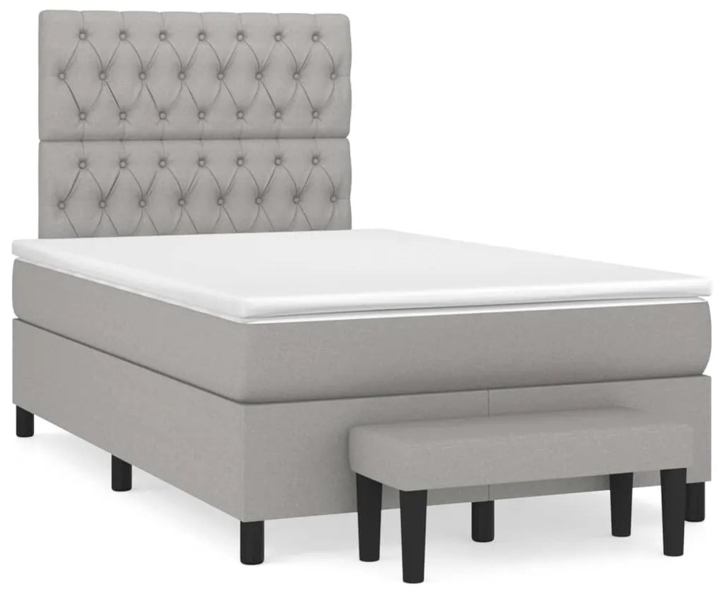 vidaXL Κρεβάτι Boxspring με Στρώμα Ανοιχτό Γκρι 120x200 εκ. Υφασμάτινο