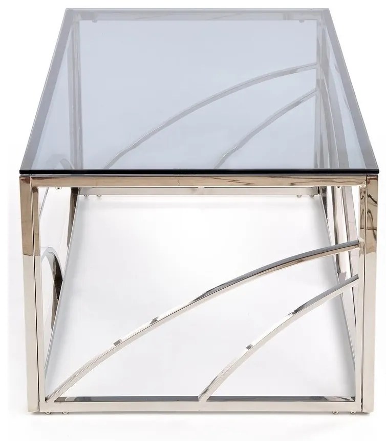 Τραπεζάκι σαλονιού Houston 988 (Ασημί), Ασημί, 45x60x120cm, 25 kg, Επεξεργασμένο γυαλί, Γωνιακό | Epipla1.gr