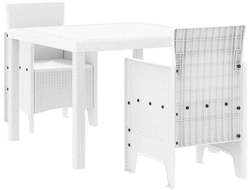 vidaXL Σέτ φαγητού για κήπο 3 pcs Λευκό Rattan Polt