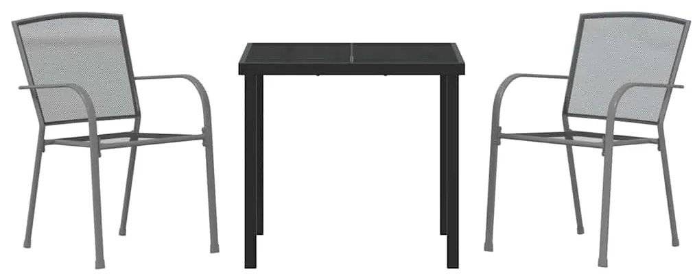 vidaXL Σέτ φαγητού για κήπο 3 pcs Ανθρακί Χάλυβας με επίστρωση πούδρας