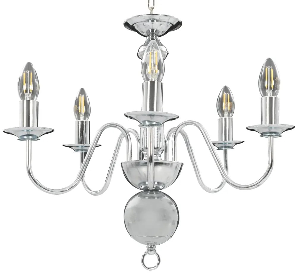 vidaXL Πολυέλαιος Ασημί με 5 Ντουί Ε14