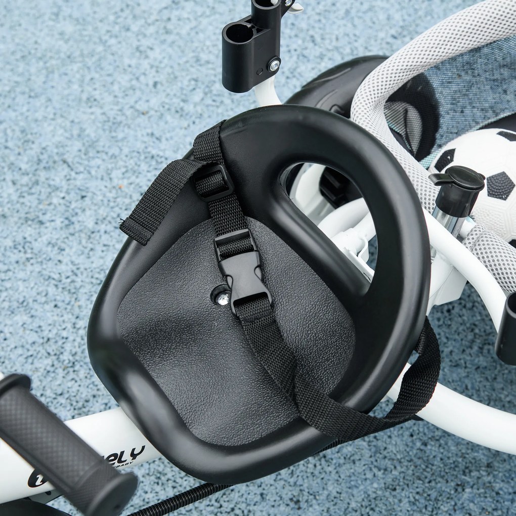 Παιδικό τρίκυκλο HOMCOM, ποδήλατο για παιδιά, πίσω καλάθι, ποτηροθήκη, τέντα, μέταλλο, Πράσινο