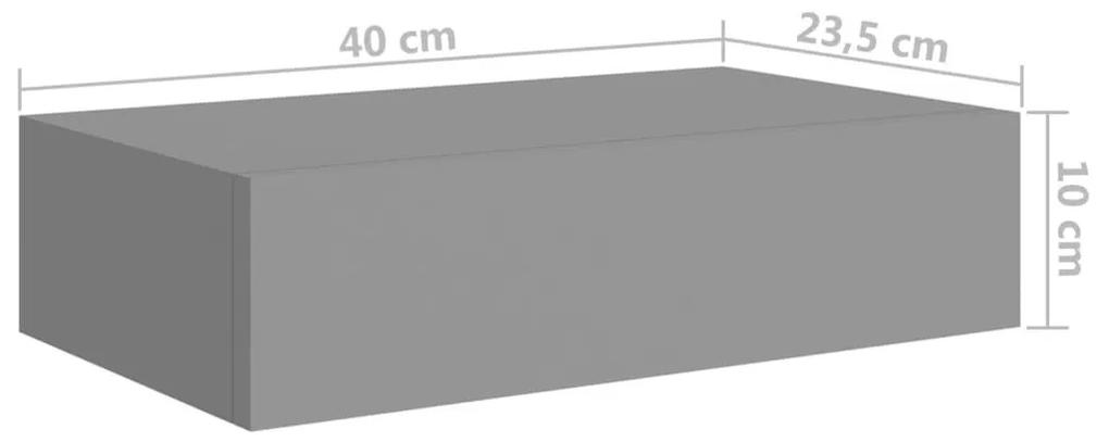 Ράφια Τοίχου με Συρτάρια 2 Τεμ. Γκρι 40 x 23,5 x 10εκ. από MDF - Γκρι