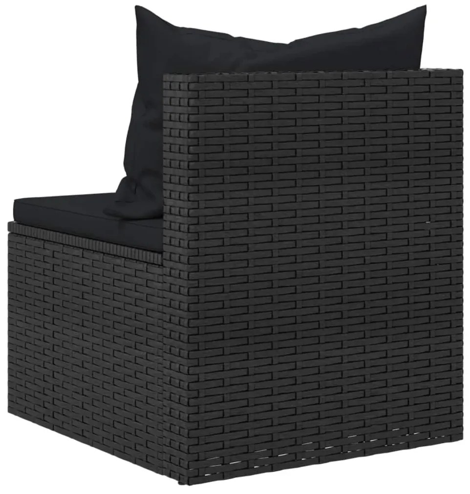 vidaXL Καναπέδες Κήπου Μεσαίοι 2 τεμ. Μαύροι Συνθ. Ρατάν με Μαξιλάρια